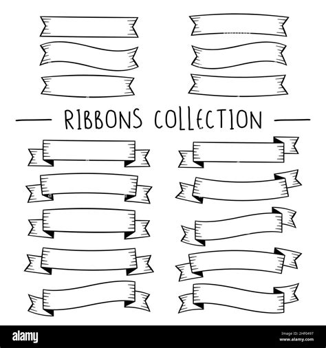 Ribbons Banners Set Ribbons Collection Flat Ribbon Isolated On White