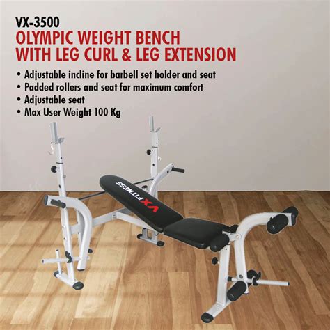 Viva Fitness Vx 3500 Olympic Weight Bench With Leg Curl And Leg Extension