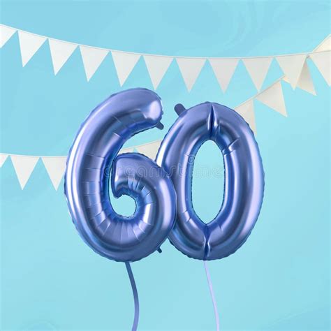 Happy 60th Birthday Party Celebration Balloon Bunting And T Box 3d