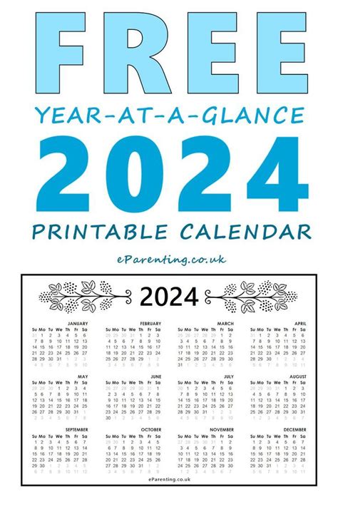 2024 Year At A Glance Printable Printable Calendars At A Glance
