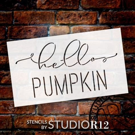 Hello Pumpkin Cursive Stencil By Studior12 Diy Autumn Fall Etsy