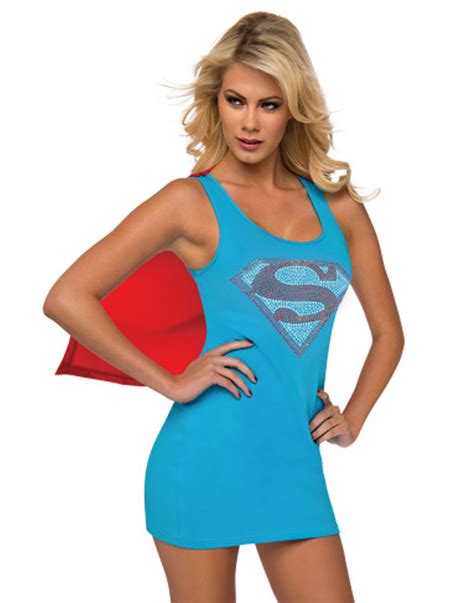Sexy Supergirl Superman Superhero Adult Tank Mini Dress Hallowen