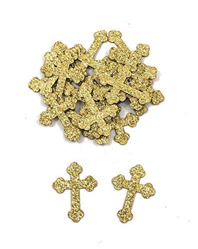 Gold Glitter Cross Confetti 100 Pieces Handmade Products
