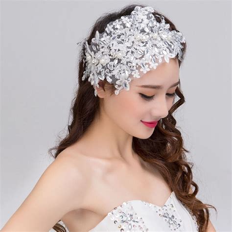 Pearls Lace Appliques Hair Jewelry Crystal Beads Bridal Wedding Hair