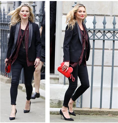 Get Kate Moss Playful Black And Red Street Style Now Fashion