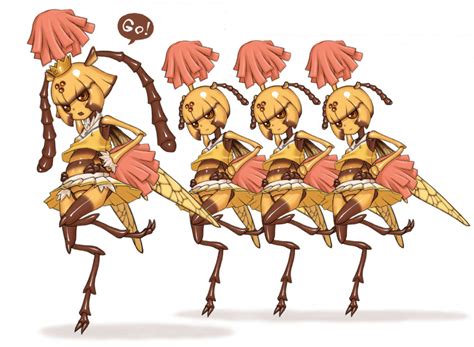 Safebooru 4girls Antennae Bee Bee Girl Cheerleader Crown Extra Eyes