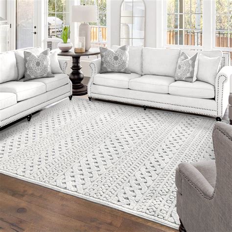 My Texas House Jessie High Low Geometric Area Rug Natural Gray 7