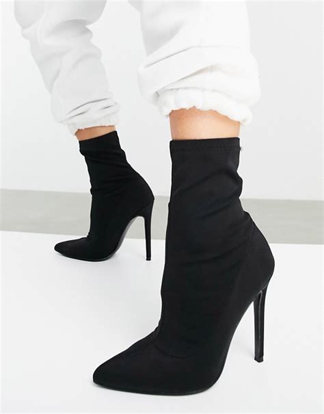 Asos Design Esmerelda High Heeled Sock Boots In Black Asos