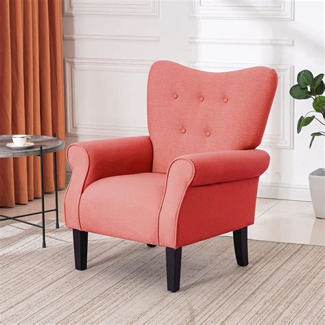 Yoleny Modern Accent Chairhigh Back Armchairupholstered Fabric Button