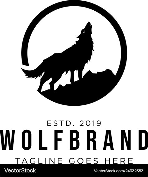 Wolf Howling Logo Design Royalty Free Vector Image