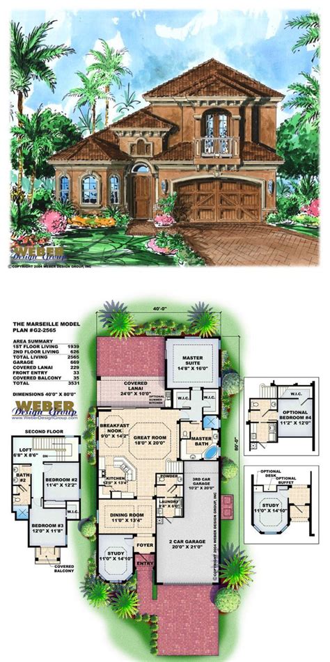 G2 2565 Marseille House Plan Mediterranean Style 2 Story 2565