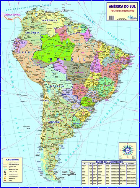 Mapa Da Am Rica Do Sul Pol Tico Amazon Com Br