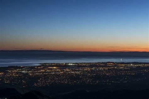 City Lights On Seacoast At Dusk Usa California Santa Barbara Free
