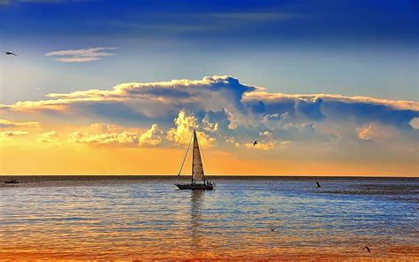 Hd Wallpaper Sailing View Lovely Beautiful Sailboats Sunset