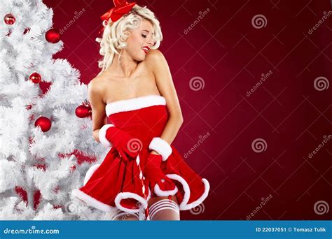 Girl Wearing Santa Claus Clothes Stock Image Image Of Christmas Glamour 22037051