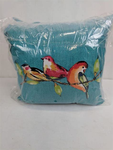 Mainstays 16 X 16 In Birdie Turquoise Outdoor Toss Pillow Set Of 2