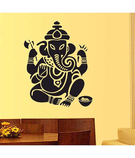Stickerskart Lord Ganesha Design In Black Wall Decor