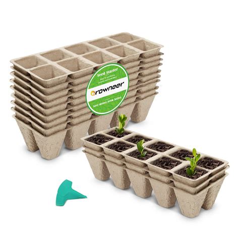 Buy Growneer 120 Cells Peat Pots Seed Starter Trays 12 Packs