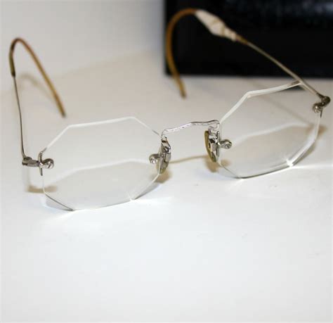 Vintage Rimless Eyeglasses Octagon Silver Tone Small Size Etsy