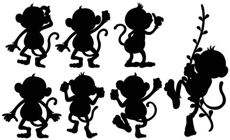 Silhouette Monkeys In Different Positions 418310 Vector Art At Vecteezy