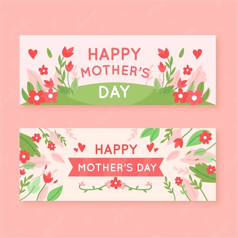 Free Vector Flat Mothers Day Banner Set