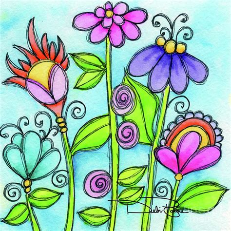 Doodle Flower Garden By Debi Payne Flower Doodles Whimsical Art