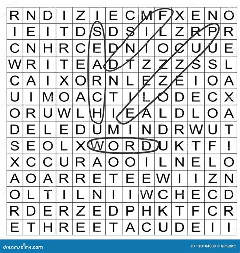 Vector Word Search Puzzle Grid Part Completed With Circled Words Stock