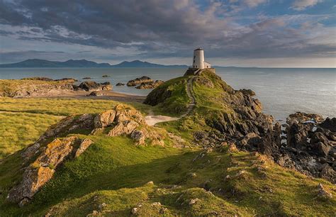 Hd Wallpaper White Lighthouse Golden Llanddwyn Island Anglesey