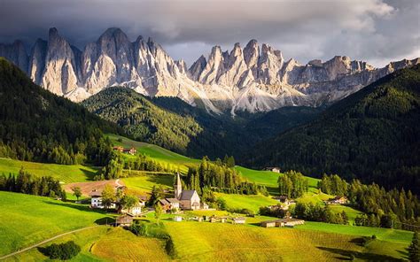 Small Village In The Italian Alps Hills Villages Houses Trees Alps