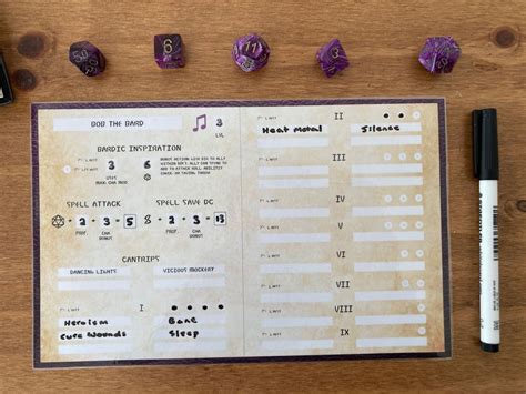 Dnd 5e Bard Spell And Ability Tracker Book Of Verses Print Etsy