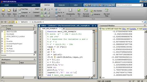 Matlab Numeric Ode Solutions