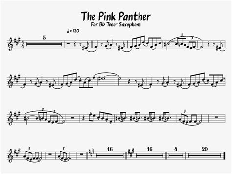 The Pink Panther Sheet Music 1 Of 1 Pages Trumpet Free Transparent