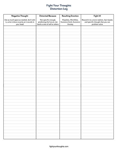 19 Best Images Of Anxiety Negative Thoughts Worksheet Childrens
