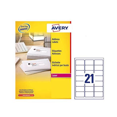 The material is both laser and inkjet. Avery Address Laser Labels (21 Labels Per Sheet) 100 ...