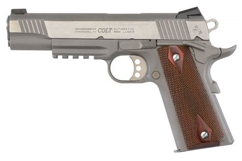 Colt Mfg 1911 Government With Rail Single 9mm Luger 5 91 Rosewood