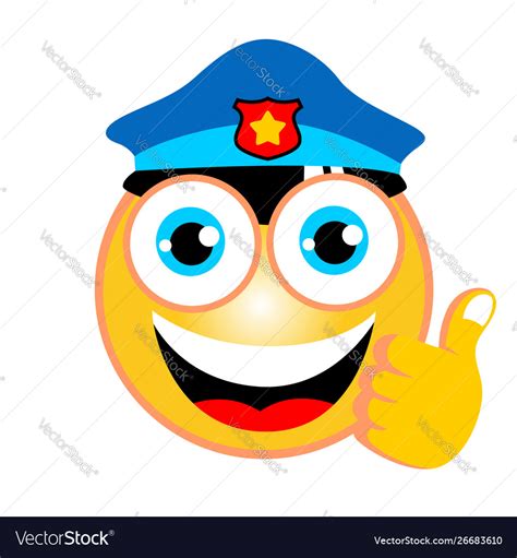 Cartoon Policeman Emoticon With Thumb Up Vector Image