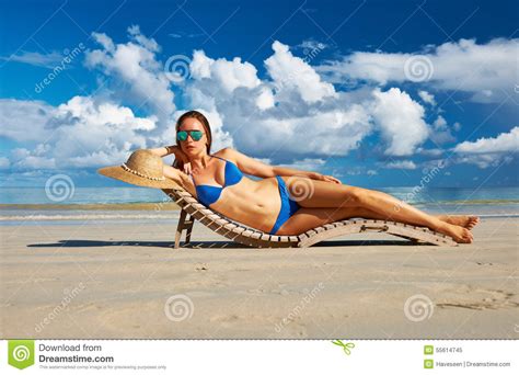 Woman In Bikini Lying On Beach At Seychelles Stock Image Image Of Landscape Destinations