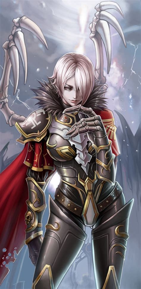 Dantewontdie Warhammer 40k Silver Hair Highres 1girl Armor Bone