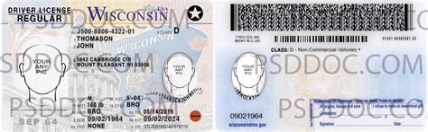 Usa Wisconsin Driver License Front Back Sides Psd Store