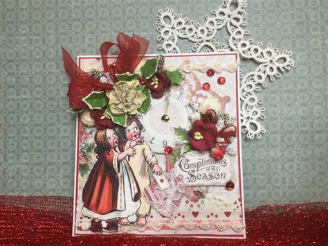 Compliments Of The Season Hand Made Vintage Style Greeting Etsy