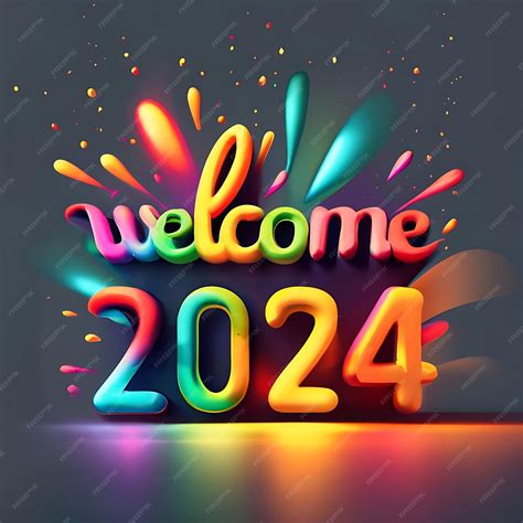 Premium Ai Image Welcome 2024 Colorful Text Effects For The Happy New