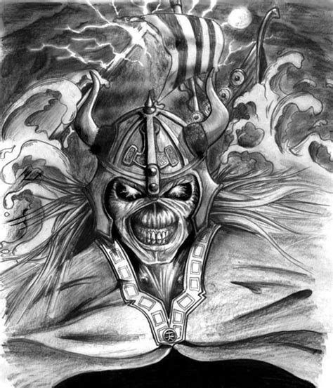 Viking Eddie Pencil Drawing From 2007 Iron Maiden Live Iron Maiden