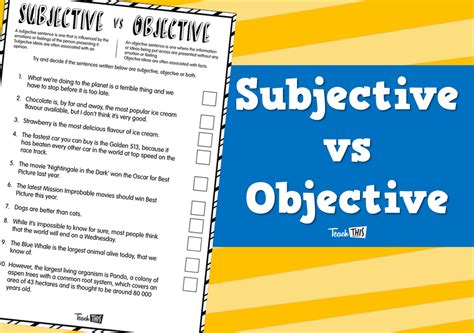 Subjective Vs Objective Teacher Resources And Classroom Games
