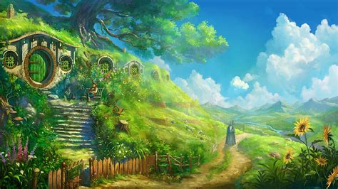 Bag End HD Lord Rings Shire Landscape Bilbo End Baggins Bag Scenery Tree Wallpapers Nature