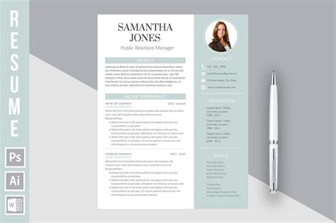 This is an example of a cover letter for a social media manager. Resume Template "Samantha Jones" ~ Resume Templates ~ Creative Market