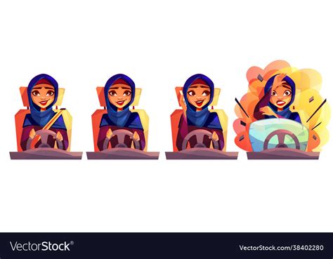 Arabian Woman Driving Car Royalty Free Vector Image