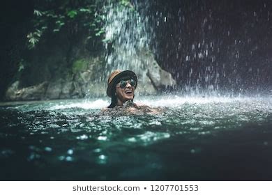 Naked Woman Washing Waterfall Stock Photo Edit Now