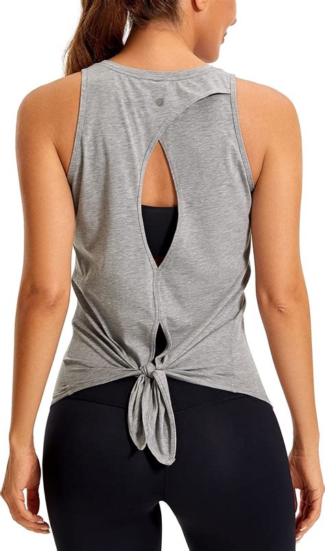 Crz Yoga Womens Pima Cotton Workout Tank Tops Tie Back Sleeveless