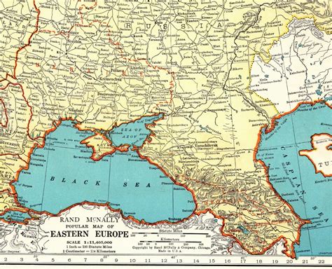 1941 Vintage Eastern Europe Map Soviet Union Ukraine Poland Georgia Map