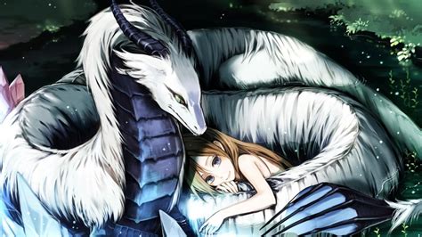 Anime Dragon Wall White Anime Girl With Dragon Wallpaper With